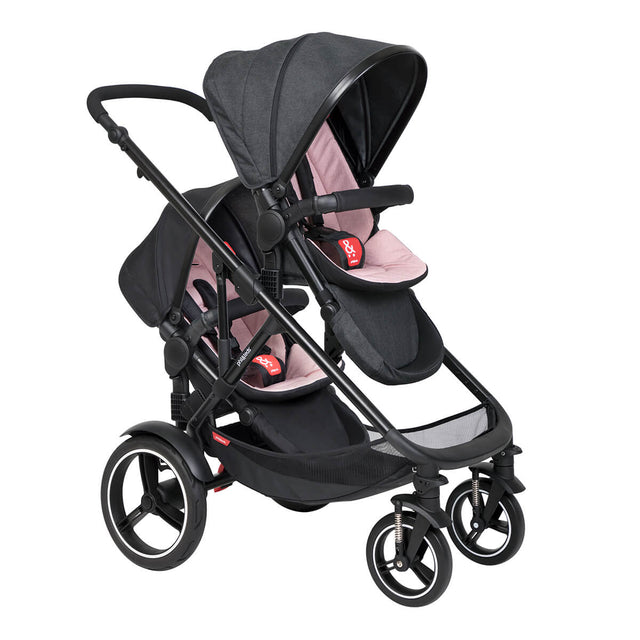 phil&teds voyager inline buggy with double kit second seat in blush pink colour_blush