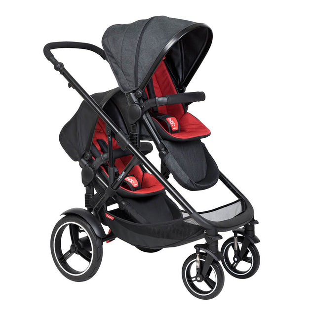 phil&teds voyager inline buggy with double kit second seat in chilli red colour_chilli