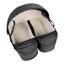 newborn cocoon for twins shown from above with the cover opened and unzipped to demonstrate the size for baby