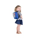 phil&teds parade detachable mini me backpack in chilli worn by a child