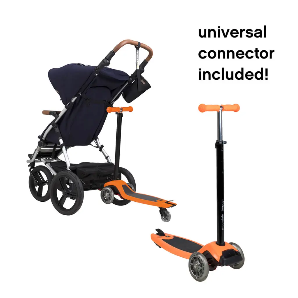 Mountain-Buggy-freerider-stroller-board-in-orange-has-universal-connector-included.webp